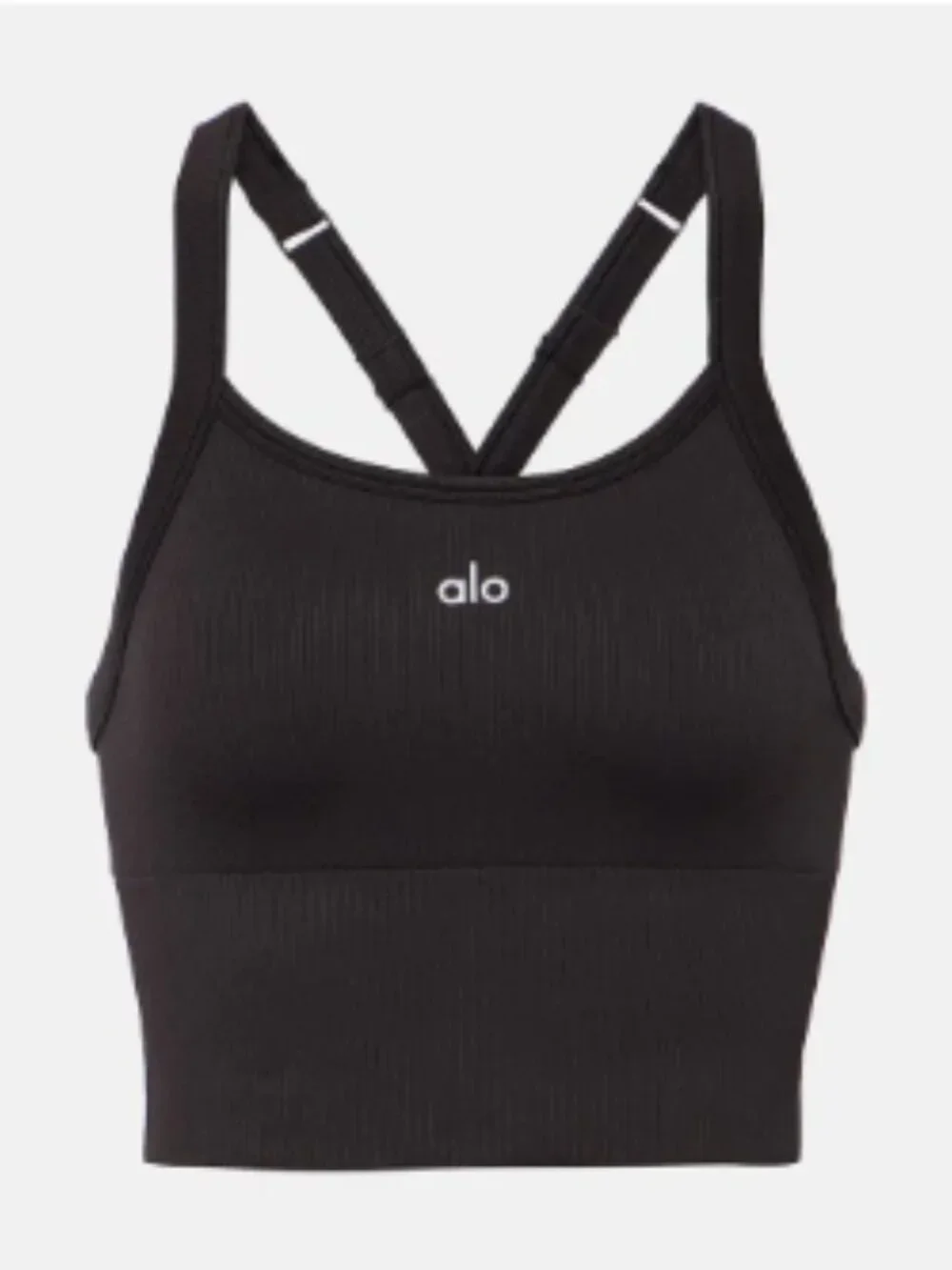 ALO YOGA Seamless Ribbed Logo Sports Bra MEDIUM